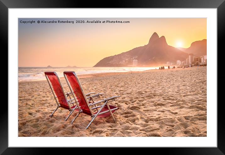 Ipanema, Rio de Janeiro, Brazil sunset Framed Mounted Print by Alexandre Rotenberg