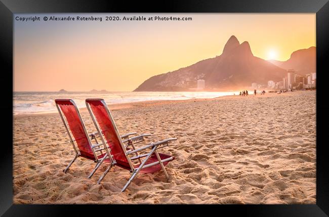 Ipanema, Rio de Janeiro, Brazil sunset Framed Print by Alexandre Rotenberg