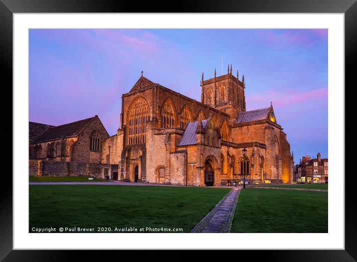Sherborne Abbey in Winter Framed Mounted Print by Paul Brewer