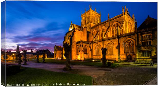 Sherborne Abbey in Winter Canvas Print by Paul Brewer