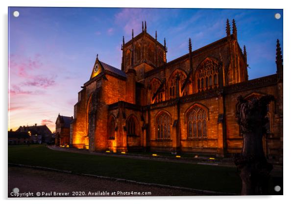 Sherborne Abbey at Sunset in Winter Acrylic by Paul Brewer