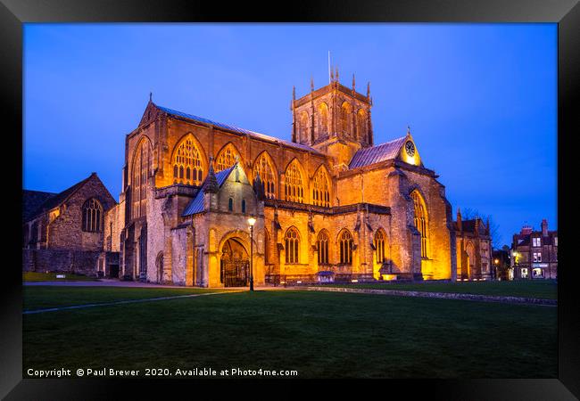Sherborne Abbey at Sunset Framed Print by Paul Brewer