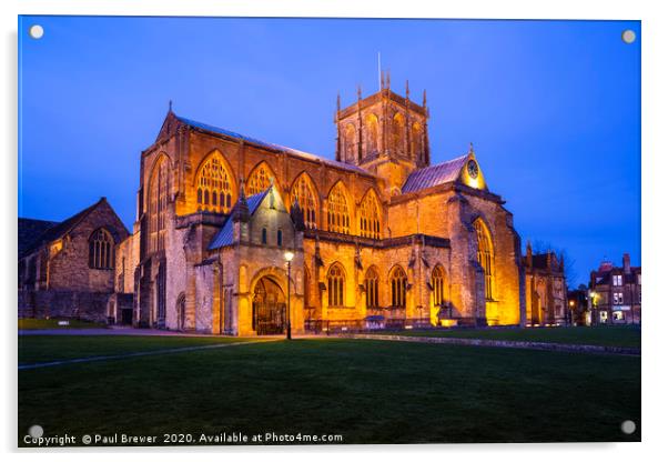 Sherborne Abbey at Sunset Acrylic by Paul Brewer