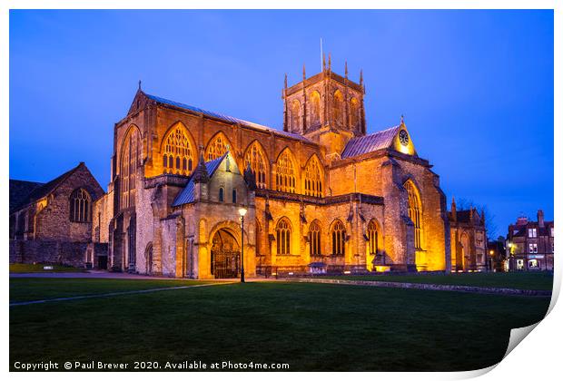 Sherborne Abbey at Sunset Print by Paul Brewer