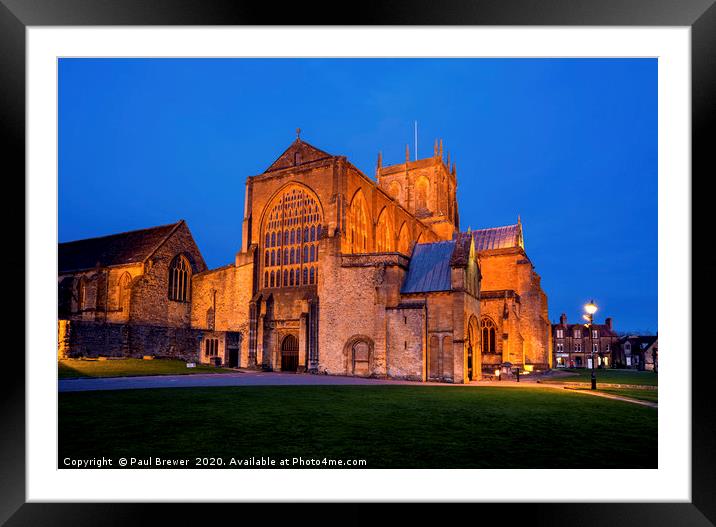 Sherborne Abbey at Night Framed Mounted Print by Paul Brewer
