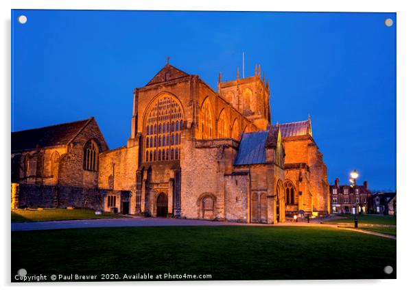 Sherborne Abbey at Night Acrylic by Paul Brewer