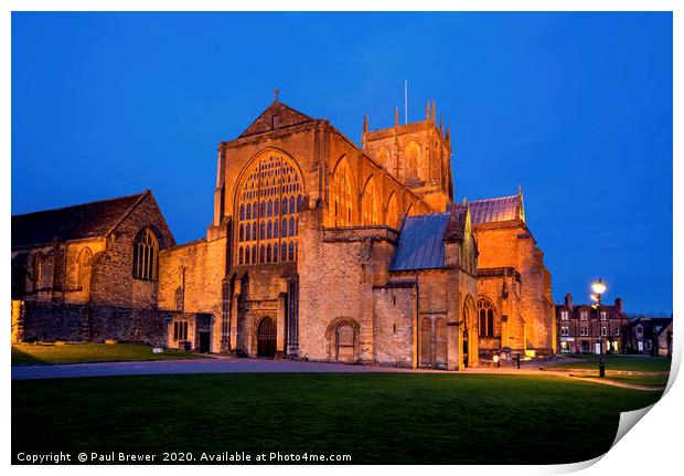 Sherborne Abbey at Night Print by Paul Brewer