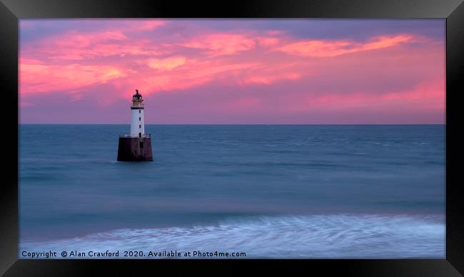 Sunset Over Rattray Head Lighthouse, Scotland Framed Print by Alan Crawford