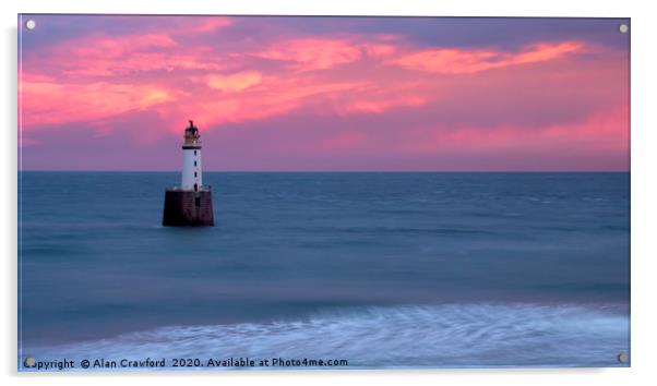 Sunset Over Rattray Head Lighthouse, Scotland Acrylic by Alan Crawford