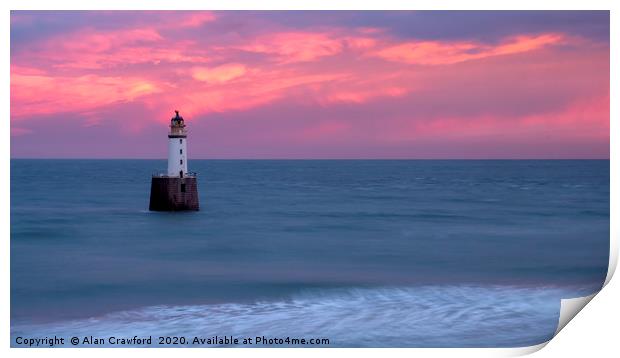 Sunset Over Rattray Head Lighthouse, Scotland Print by Alan Crawford