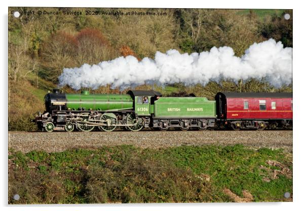 Steam Train Mayflower powering through Somerset Acrylic by Duncan Savidge