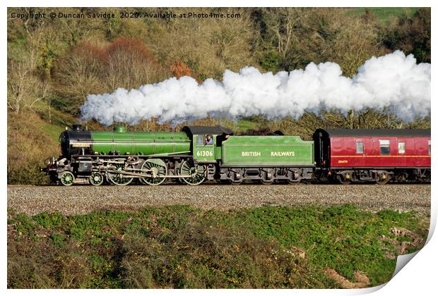 Steam Train Mayflower powering through Somerset Print by Duncan Savidge