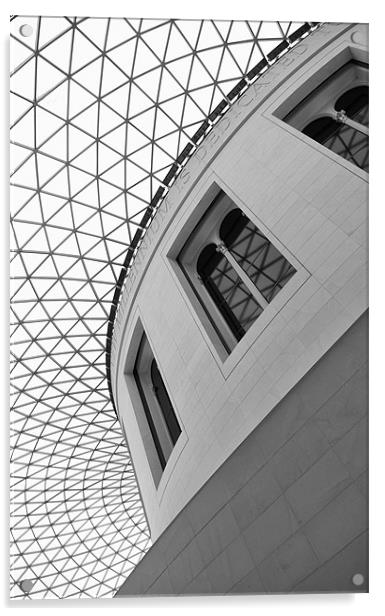 The British Museum London - Black & White Acrylic by Abdul Kadir Audah