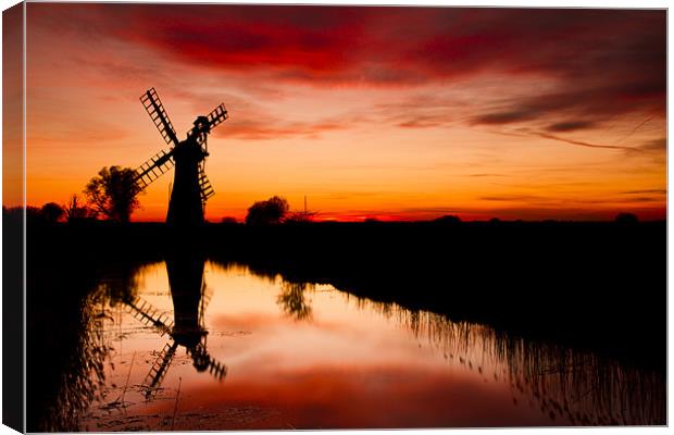 Spring Sunset at Thurne Mill Canvas Print by Paul Macro