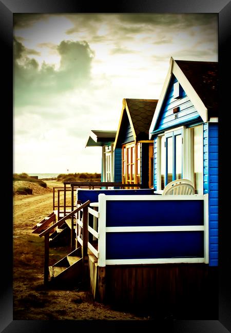 Hengistbury Head beach huts Bournemouth Dorset Framed Print by Andy Evans Photos