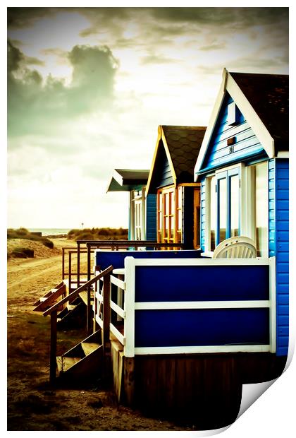 Hengistbury Head beach huts Bournemouth Dorset Print by Andy Evans Photos
