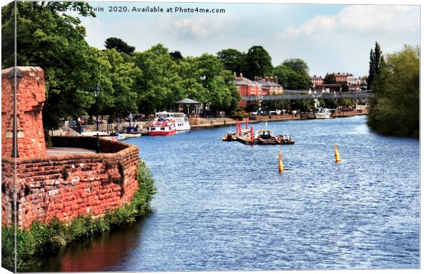 Looking down River Dee from hanbdbridge at Chester Canvas Print by Frank Irwin