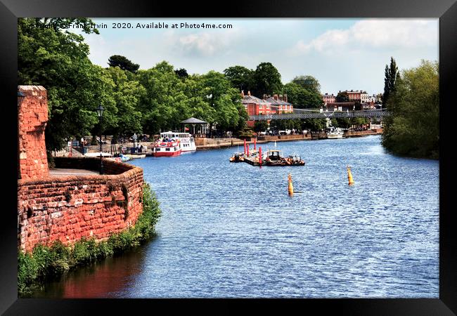 Looking down River Dee from hanbdbridge at Chester Framed Print by Frank Irwin