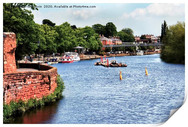 Looking down River Dee from hanbdbridge at Chester Print by Frank Irwin