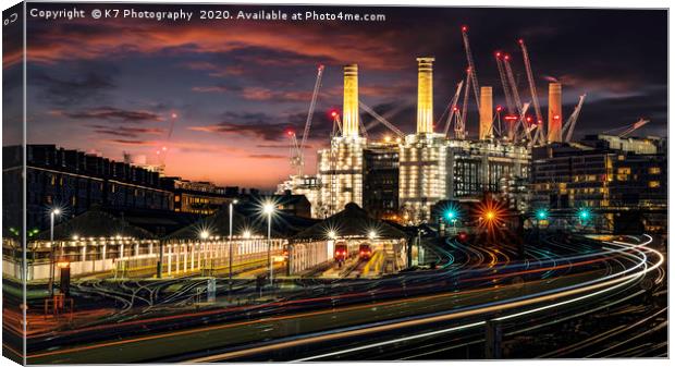 Light Trails At Grosvenor Road Depot, London  Canvas Print by K7 Photography