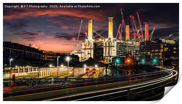 Light Trails At Grosvenor Road Depot, London  Print by K7 Photography