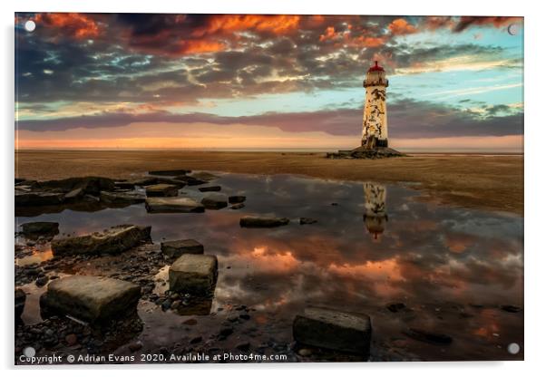 Talacre Lighthouse Wales Acrylic by Adrian Evans