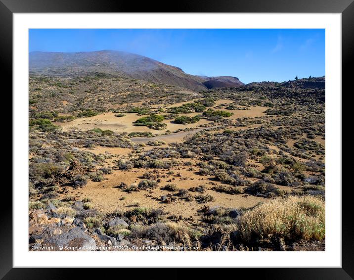 Landscape in the Teide National Park, Tenerife Framed Mounted Print by Angela Cottingham