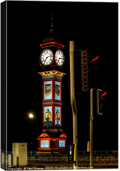 Weymouth Clock in Winter Canvas Print by Paul Brewer