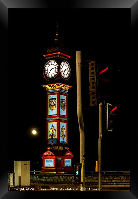 Weymouth Clock in Winter Framed Print by Paul Brewer