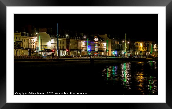 Weymouth Sea Front at Night Framed Mounted Print by Paul Brewer