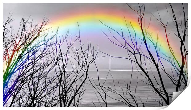 Enchanting Rainbow Over Calm Seas Print by Beryl Curran