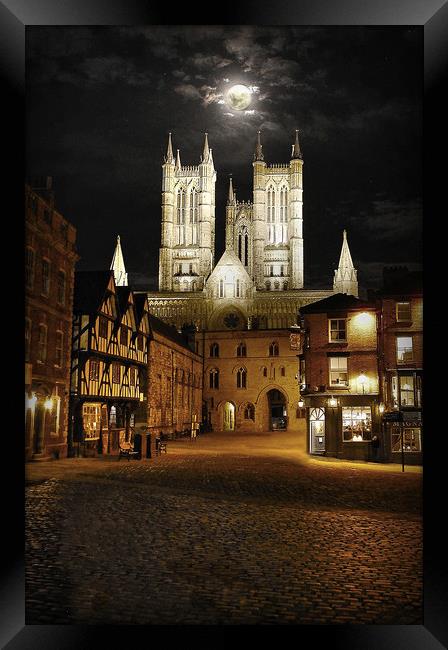 The Wolf Moon & Lincoln Cathedral  Framed Print by Jon Fixter