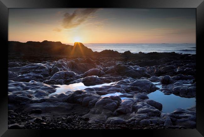 Sunrise at Bracelet Bay Framed Print by Leighton Collins