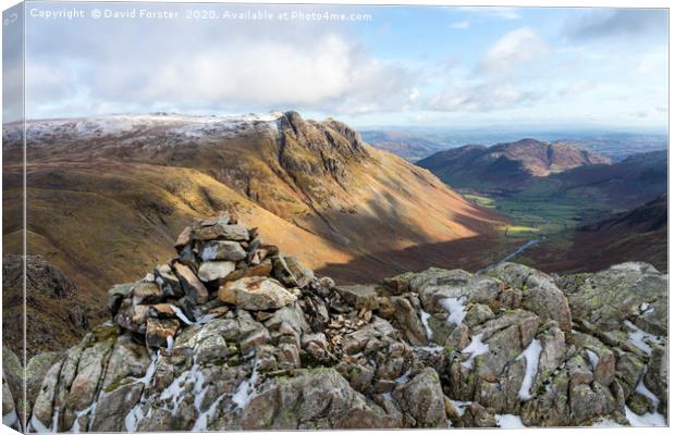 Great Langdale and the Langdale Pikes from Rossett Canvas Print by David Forster