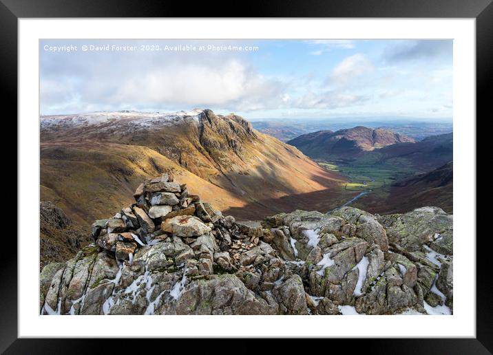 Great Langdale and the Langdale Pikes from Rossett Framed Mounted Print by David Forster
