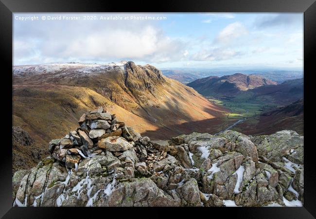 Great Langdale and the Langdale Pikes from Rossett Framed Print by David Forster