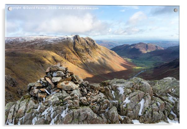 Great Langdale and the Langdale Pikes from Rossett Acrylic by David Forster