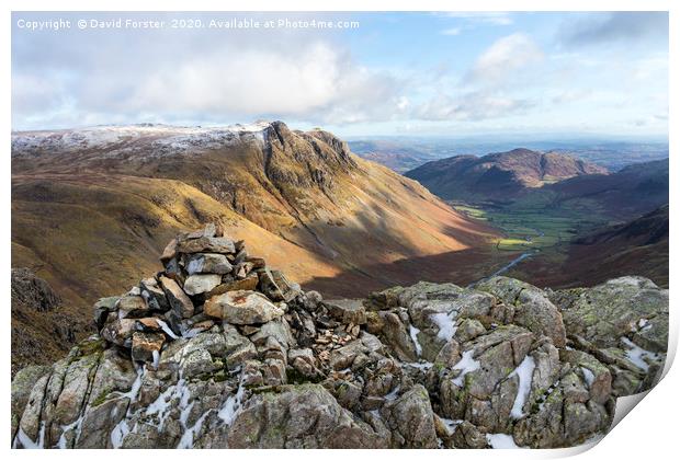 Great Langdale and the Langdale Pikes from Rossett Print by David Forster