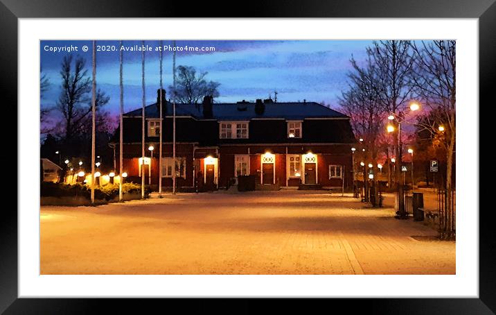 Wooden Building at Winter Twilight Framed Mounted Print by Taina Sohlman