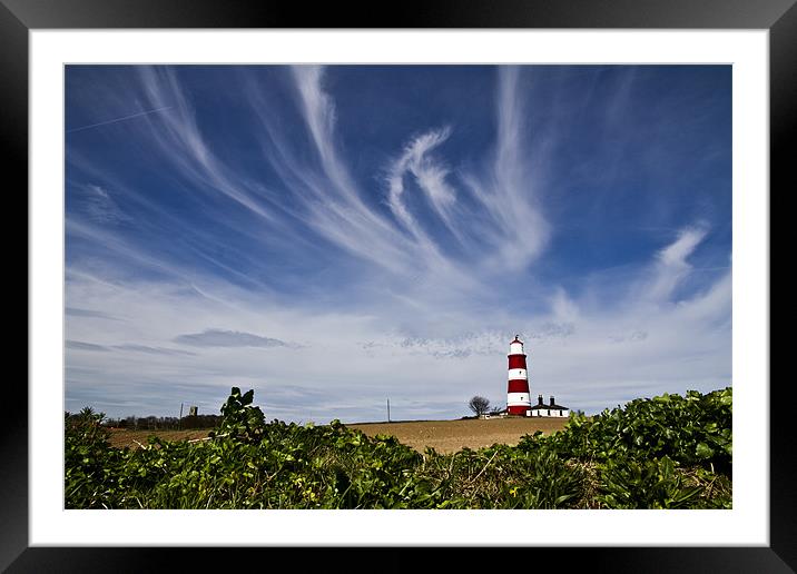 Wispy Clouds Above Happisburgh Lighthouse Framed Mounted Print by Paul Macro