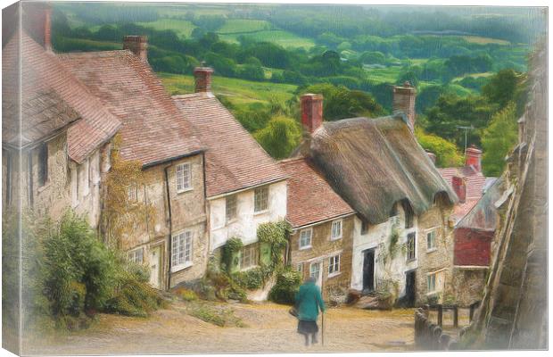 Gold Hill Shaftesbury Dorset Canvas Print by Robert Deering