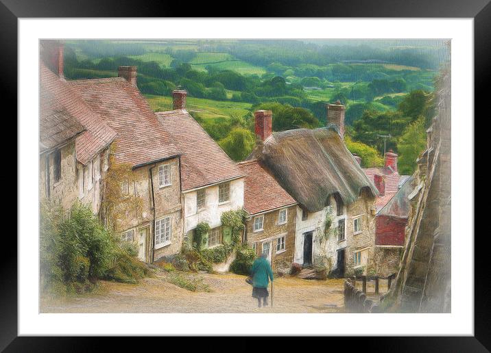 Gold Hill Shaftesbury Dorset Framed Mounted Print by Robert Deering