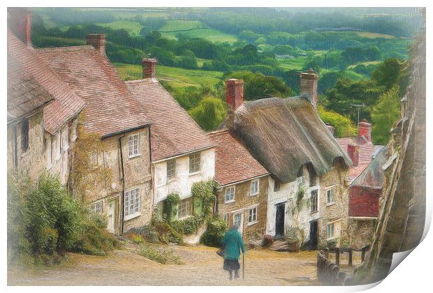 Gold Hill Shaftesbury Dorset Print by Robert Deering