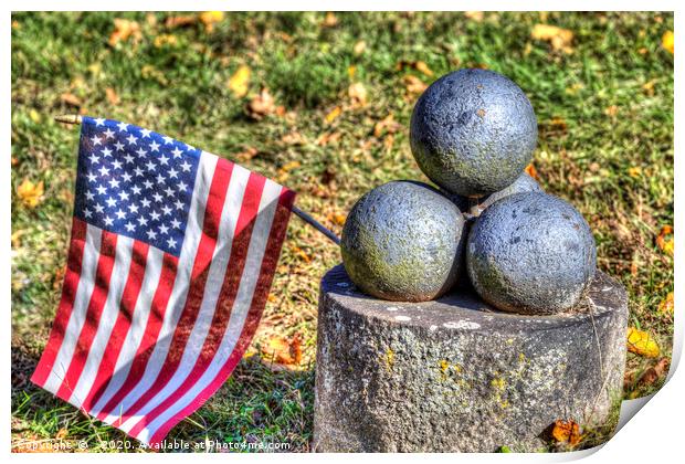 American Civil War Cannon Balls Print by David Pyatt