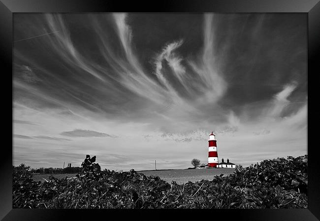 Wispy Clouds Above Happisburgh Lighthouse Selectiv Framed Print by Paul Macro