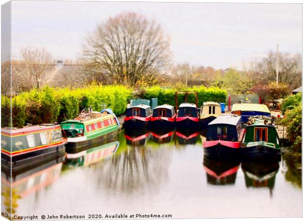 Canal boats, Lancaster Canal, Preston Canvas Print by John Robertson