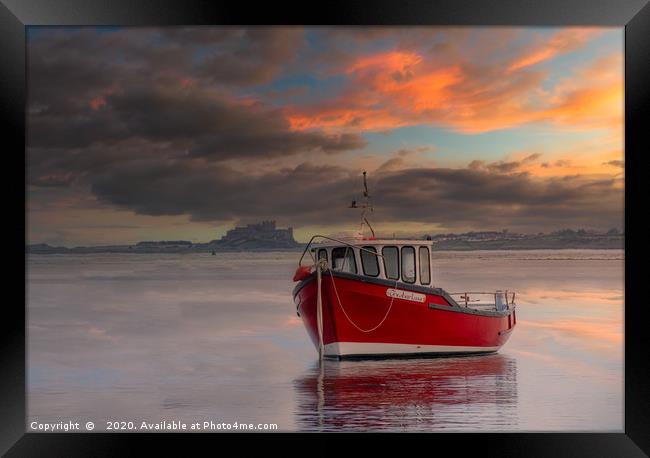 Boat In Holy Island Harbour Framed Print by David Smith