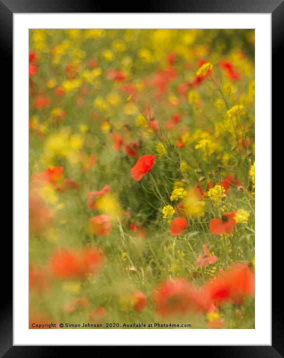 Impressionist image of poppies Framed Mounted Print by Simon Johnson