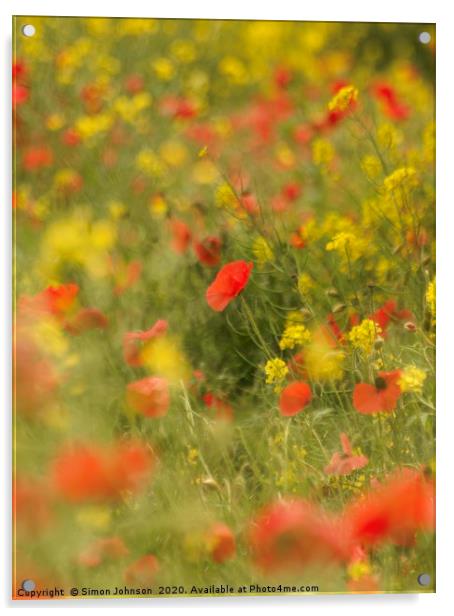 Impressionist image of poppies Acrylic by Simon Johnson