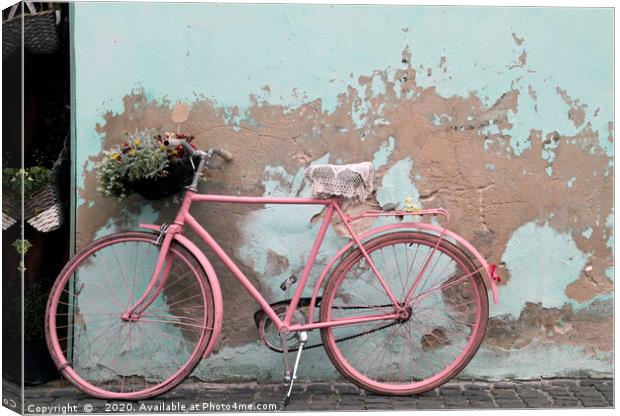 Pink bike in Rome, Italy Canvas Print by Lensw0rld 